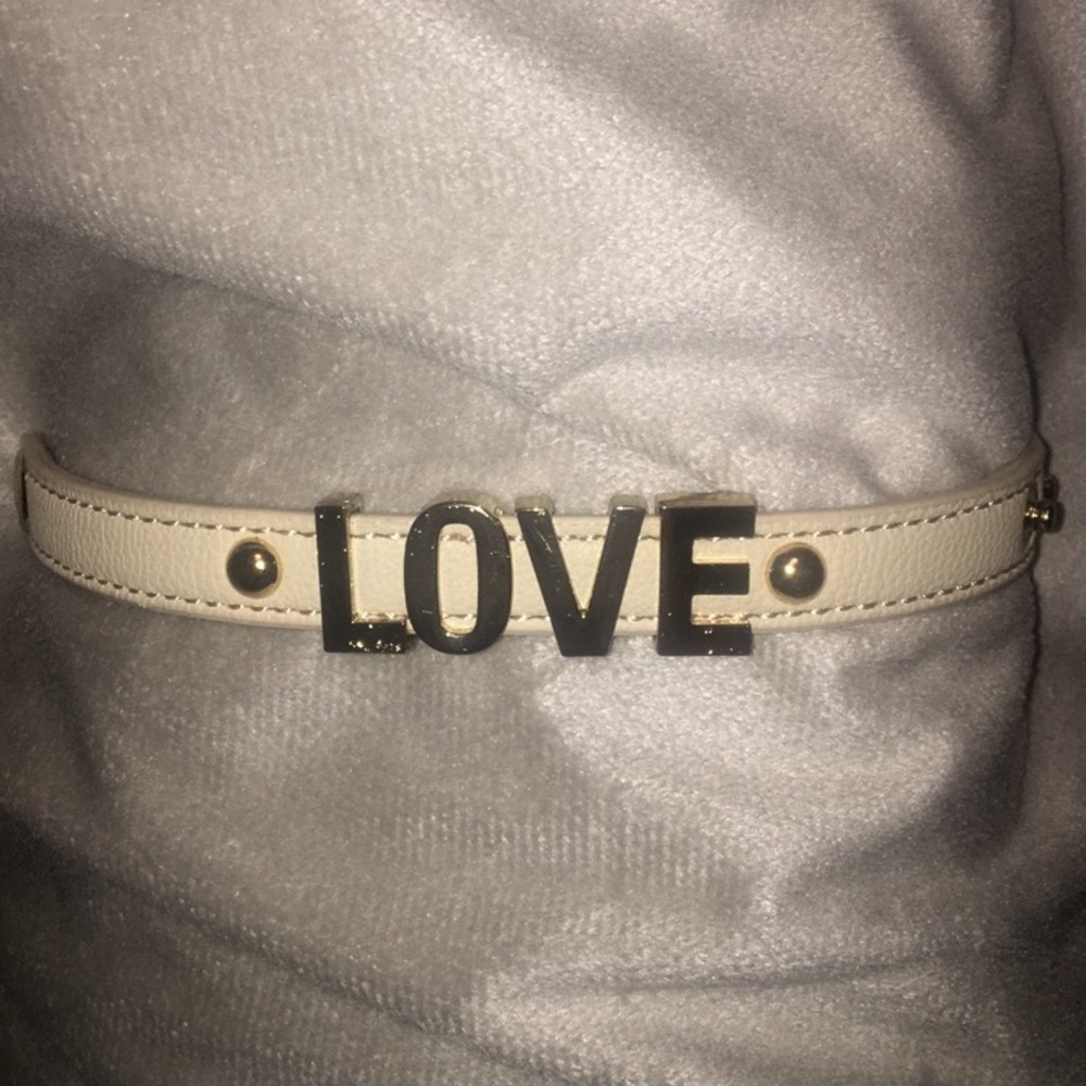 Cream Faux Leather BCBG bracelet with gold detail